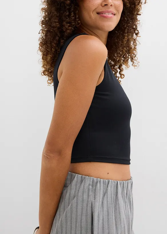 Figurnær cropped topp, dobbelpakning., bonprix