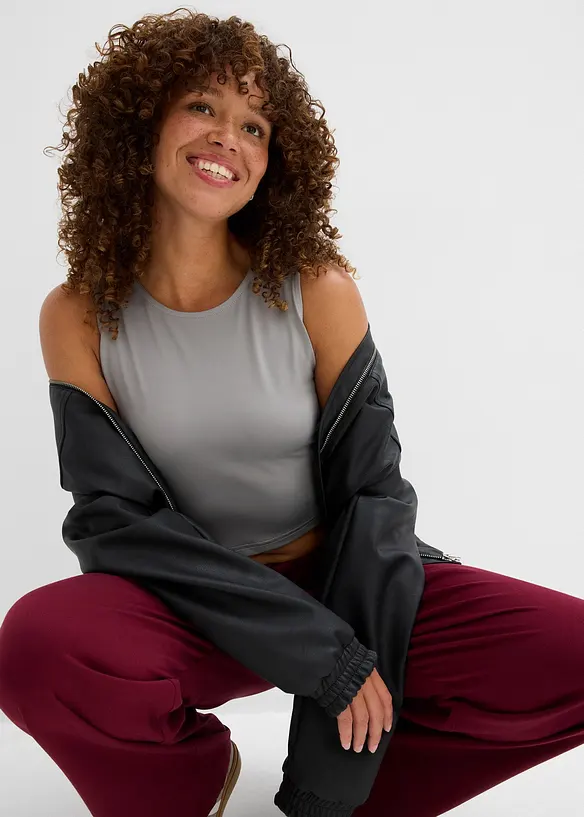 Figurnær cropped topp, dobbelpakning., bonprix