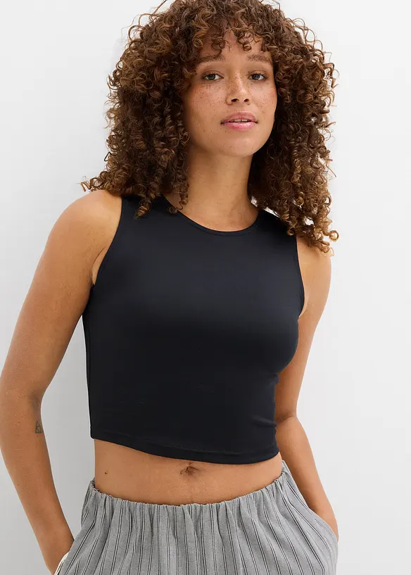 Figurnær cropped topp, dobbelpakning., bonprix