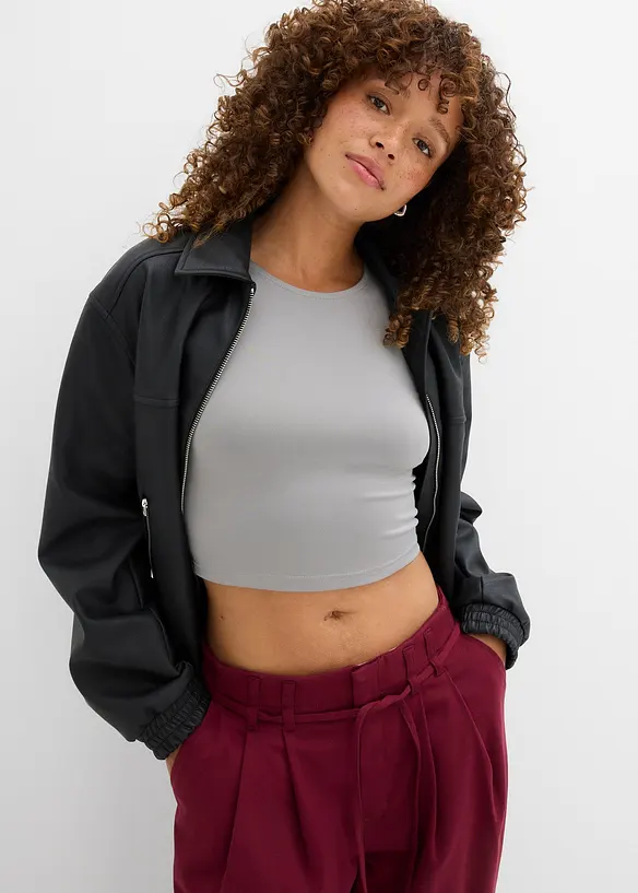 Figurnær cropped topp, dobbelpakning., bonprix