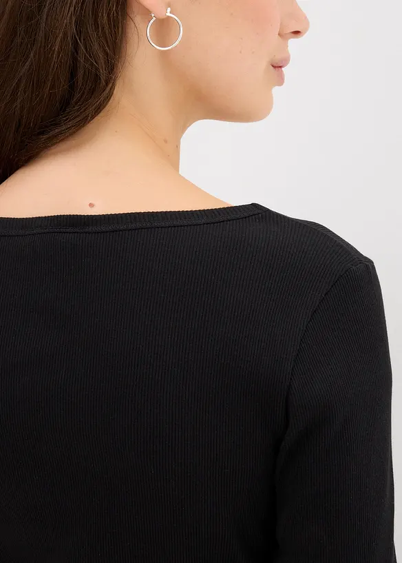 Ribbet topp i 100% økologisk bomull, bonprix