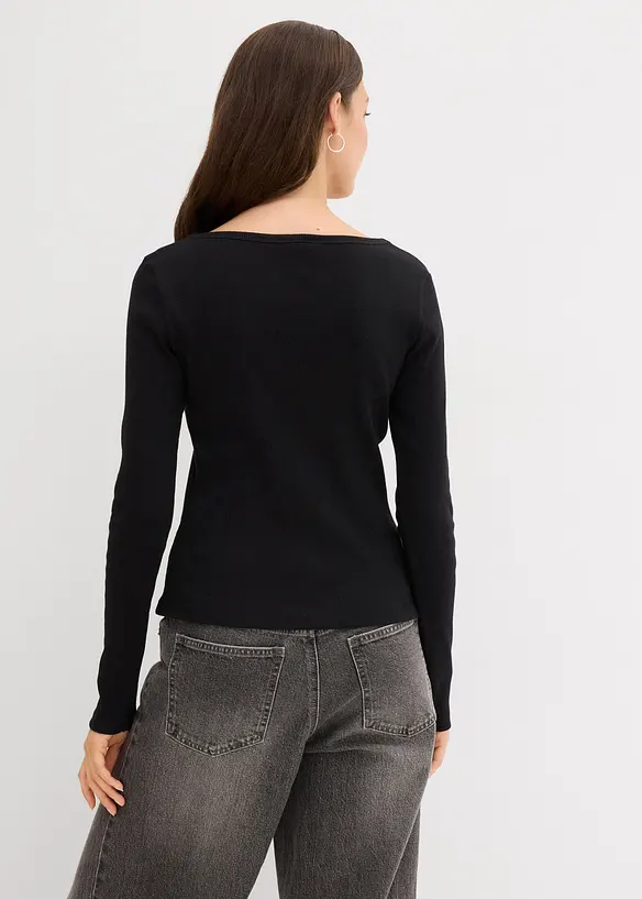 Ribbet topp i 100% økologisk bomull, bonprix