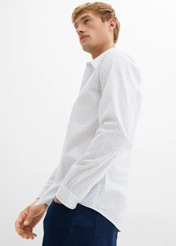 Business-skjorte med stretch og minimønster, Slim Fit, bonprix