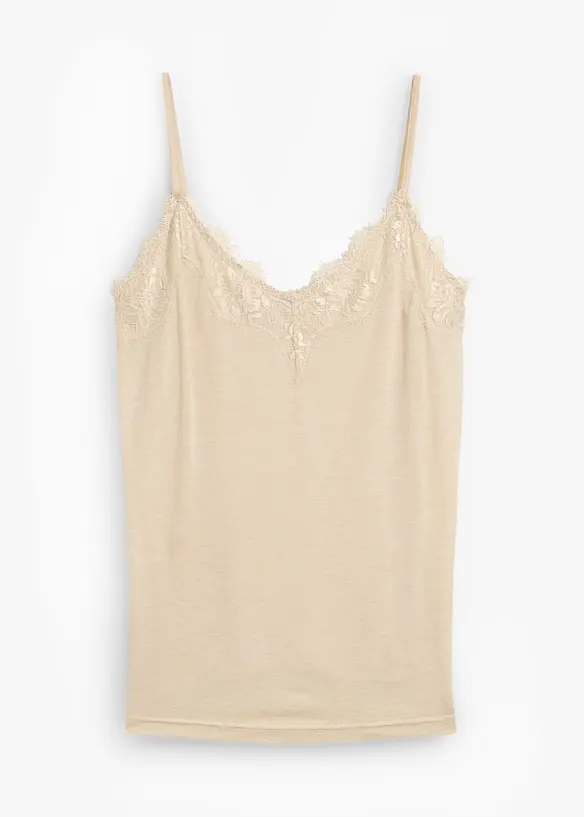 Singlet med ull og blonder, bonprix