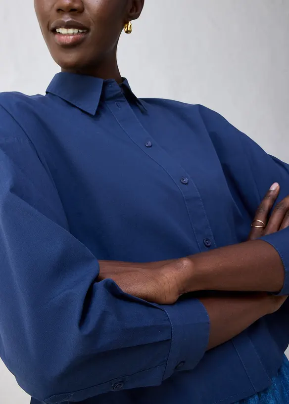 Kort, oversized skjorte med silke, bonprix