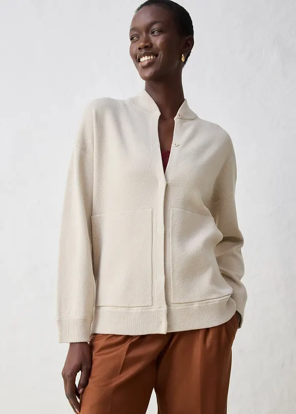 Oversized cardigan med merinoull, bonprix