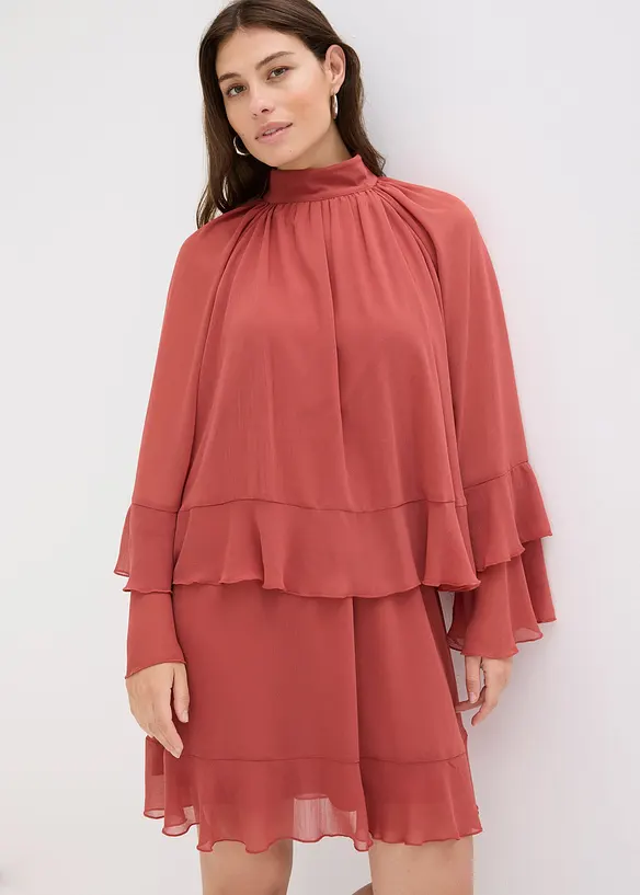 Chiffonkjole med volanger, bonprix