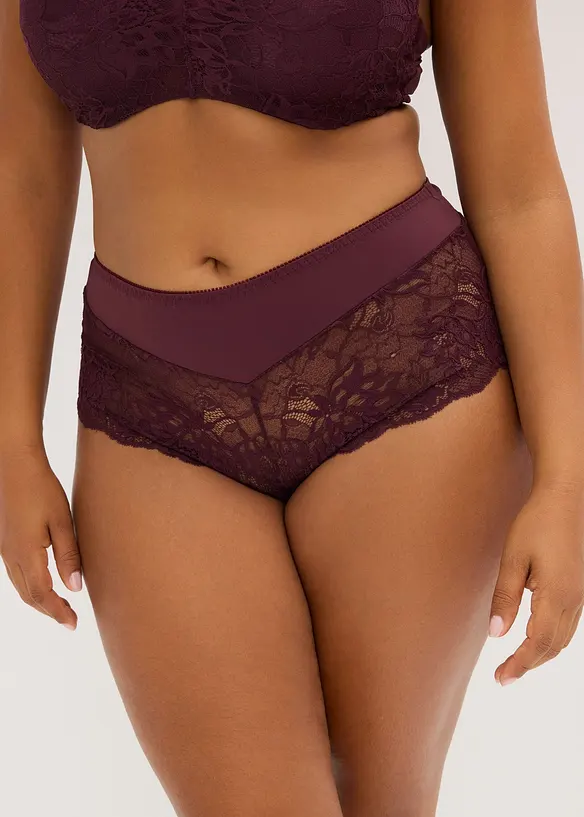 Høy truse med delikate blonder, bonprix