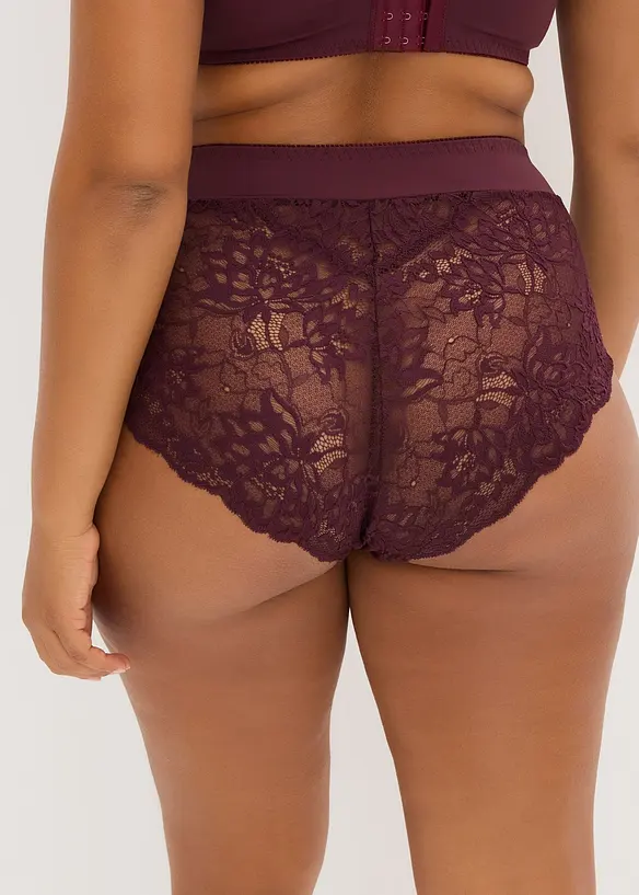 Høy truse med delikate blonder, bonprix