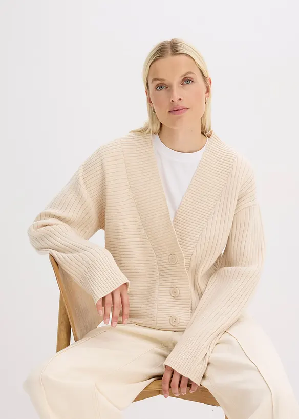 Ribbestrikket cardigan, bonprix