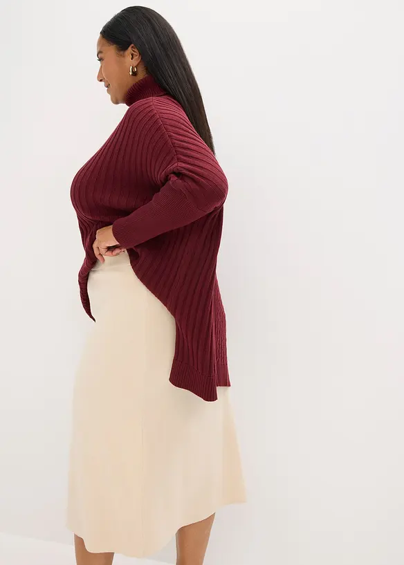 Strikket skjørt i utskrådd modell, bonprix