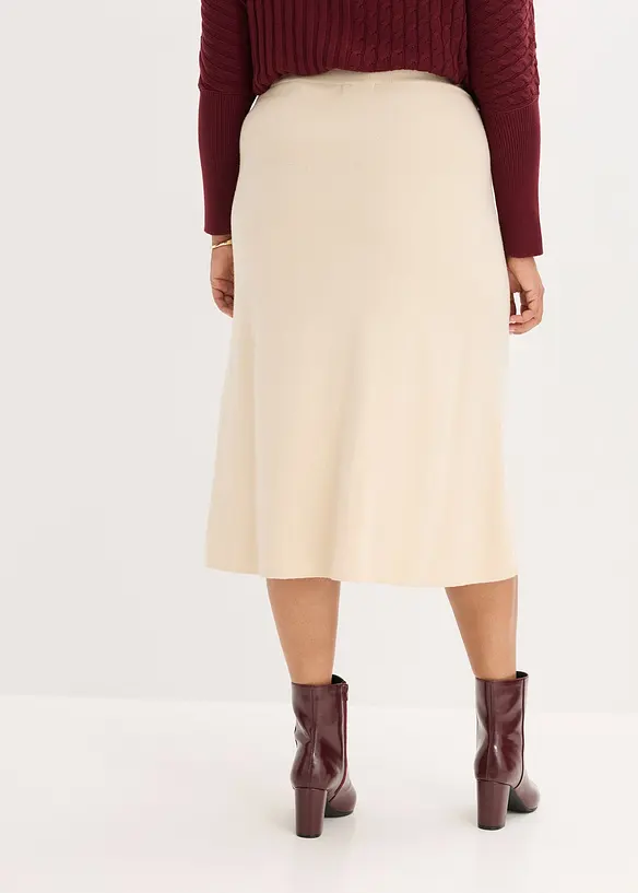 Strikket skjørt i utskrådd modell, bonprix