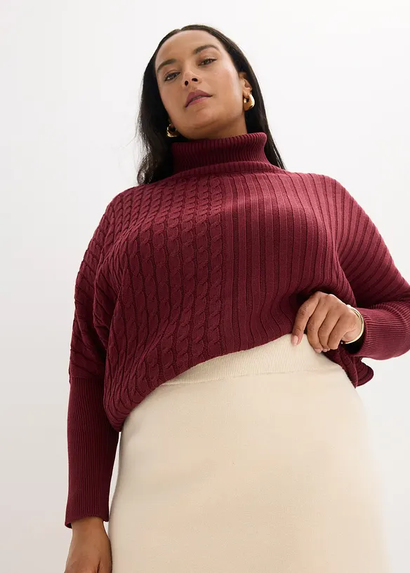 Strikket skjørt i utskrådd modell, bonprix