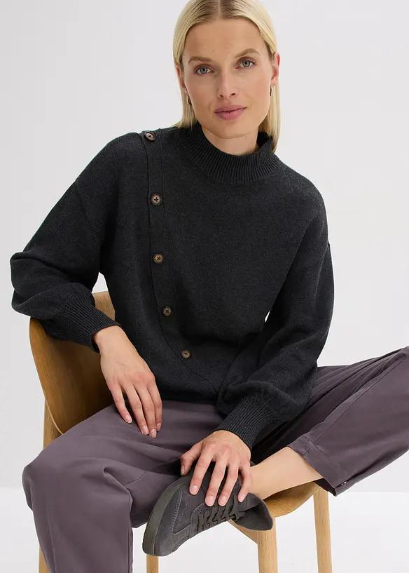 Genser med knappestolpe, bonprix