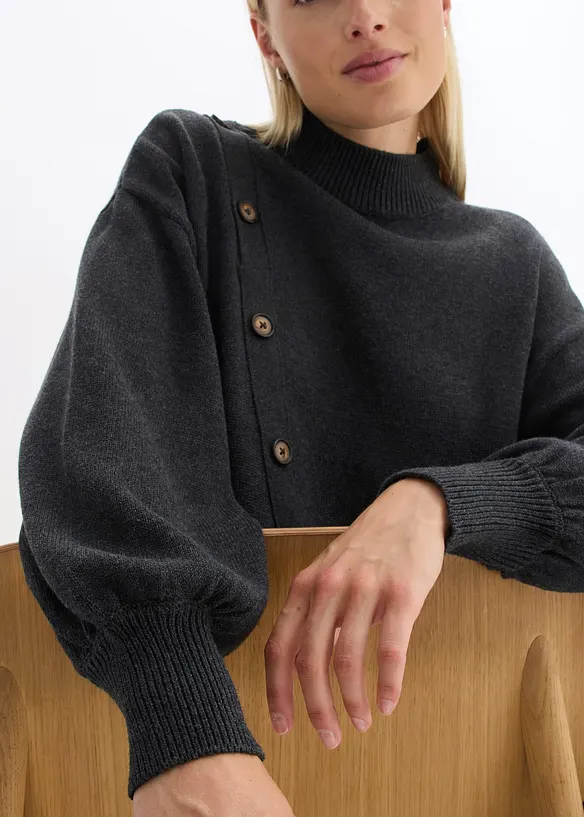 Genser med knappestolpe, bonprix