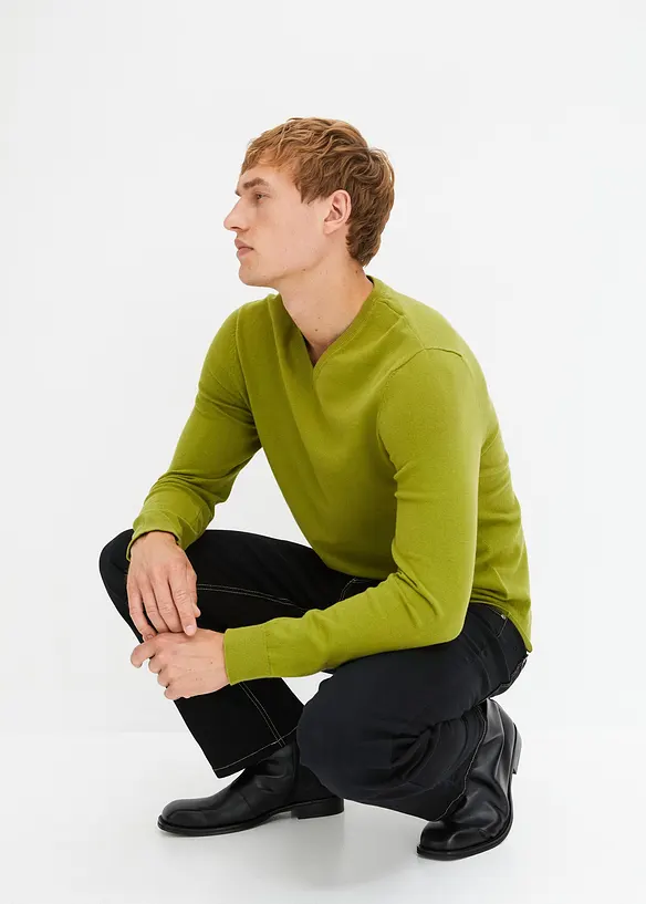 Finstrikket genser i myk bomullsmiks, bonprix