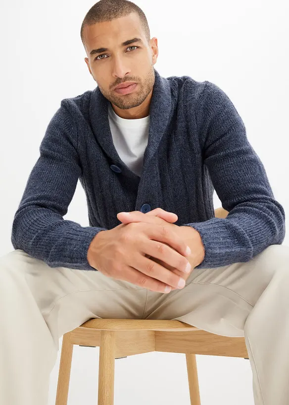 Cardigan med ribbemønster, bonprix