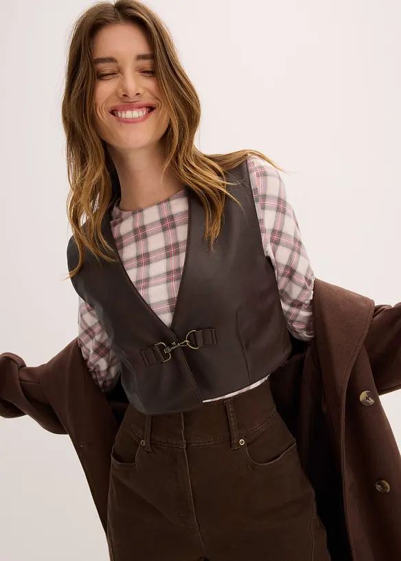 Vest i imitert skinn og used look, bonprix