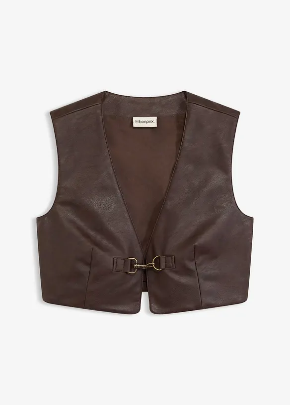 Vest i imitert skinn og used look, bonprix