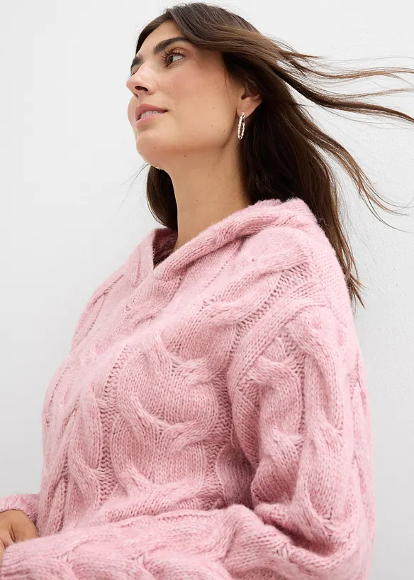 Grovstrikket genser i myk garnmiks med ull, bonprix