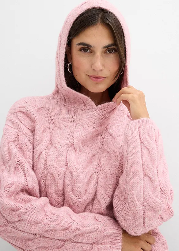 Grovstrikket genser i myk garnmiks med ull, bonprix