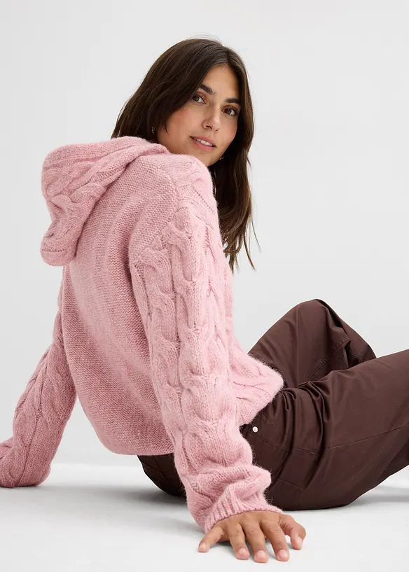 Grovstrikket genser i myk garnmiks med ull, bonprix