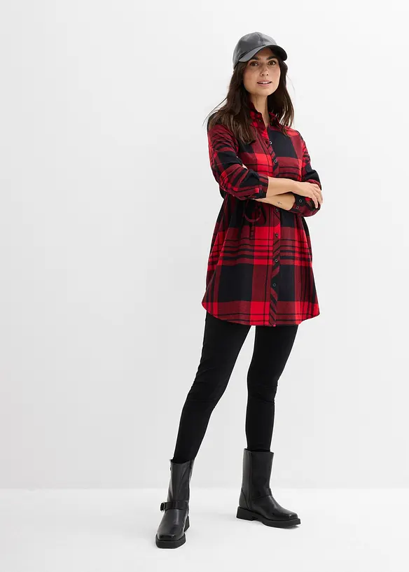 Lang mammabluse i bomullsflanell, bonprix