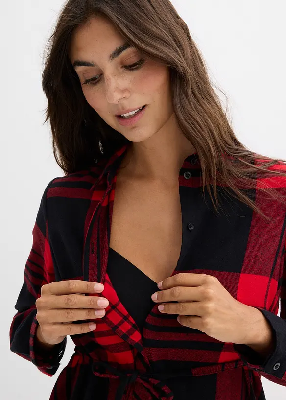 Lang mammabluse i bomullsflanell, bonprix