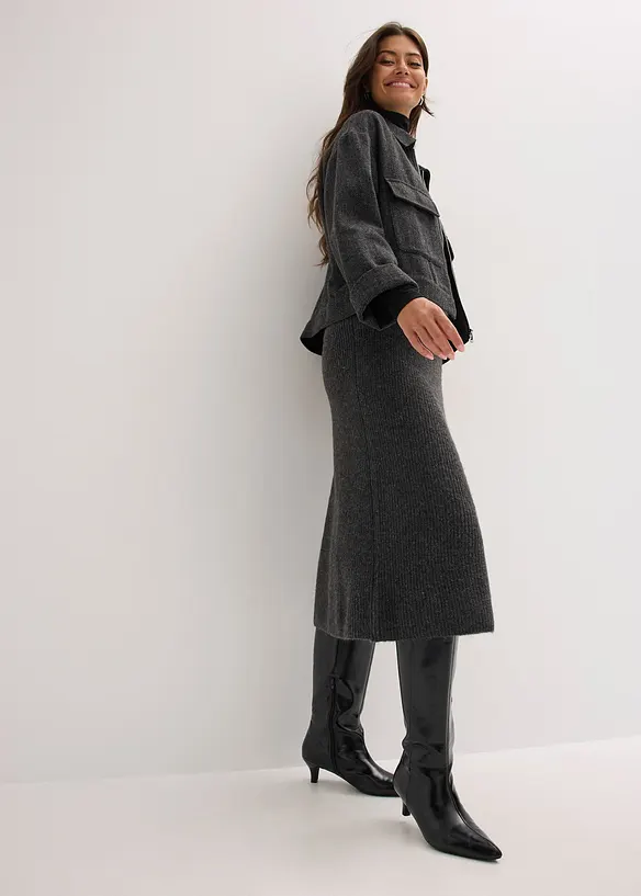 Midi strikkeskjørt, bonprix