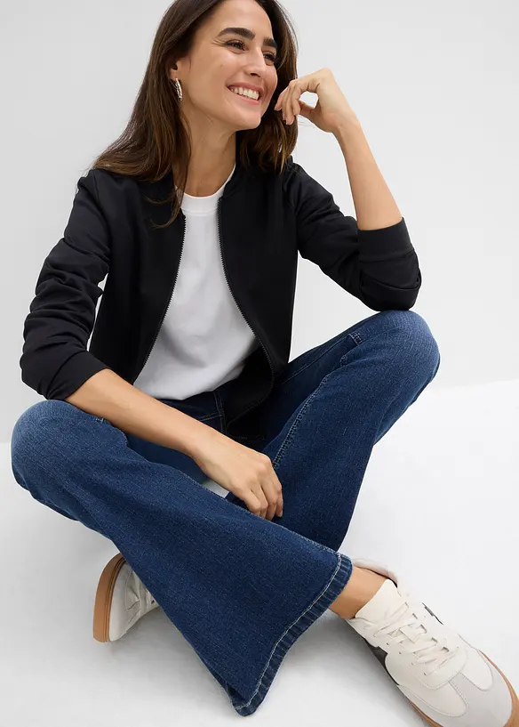 Sweatshirt i scuba-materiale med glidelås, bonprix