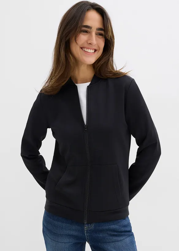 Sweatshirt i scuba-materiale med glidelås, bonprix