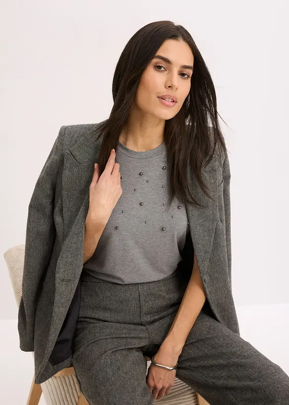 Topp med applikerte perler, bonprix