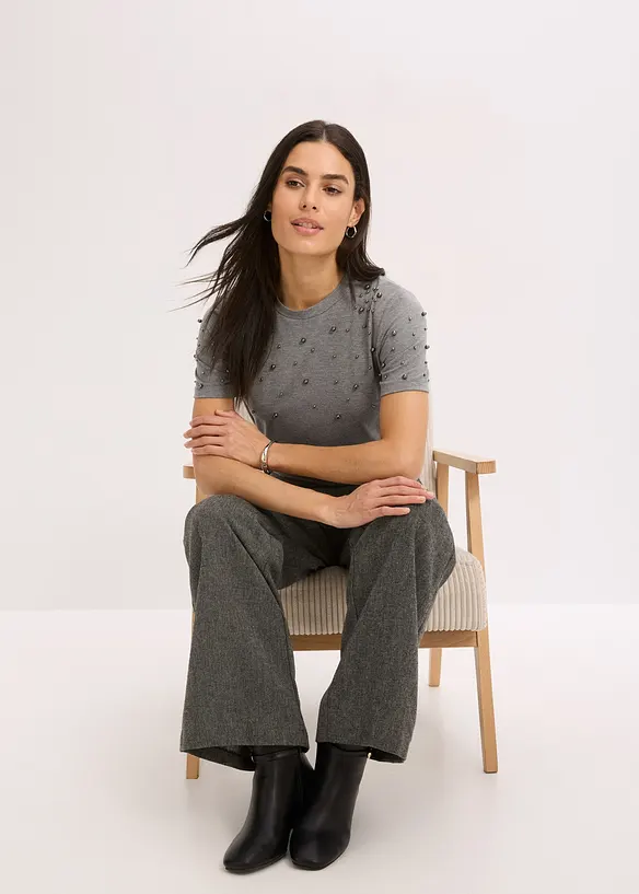 Topp med applikerte perler, bonprix