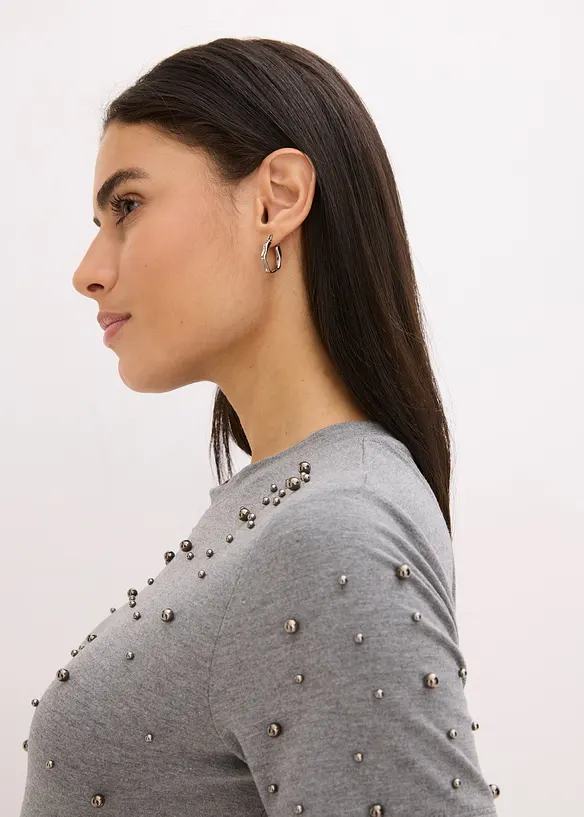 Topp med applikerte perler, bonprix