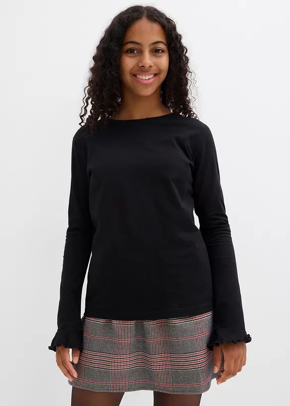 Langermet topp i økologisk bomull med elastan, bonprix