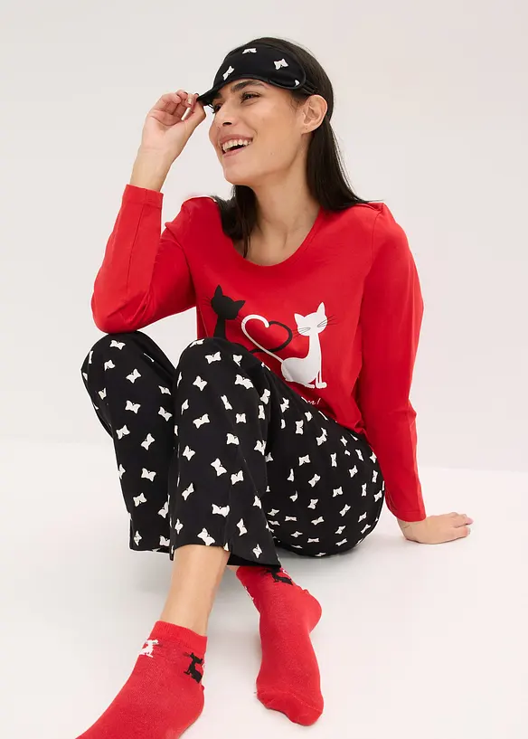 Pyjamas med sovemaske, bonprix