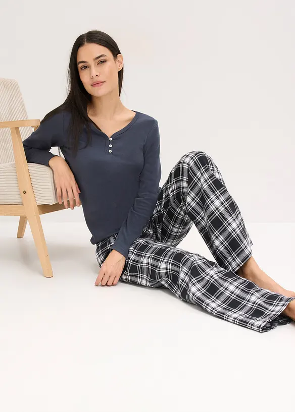 Vevet pyjamasbukse av flanell, bonprix