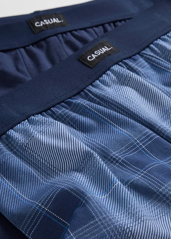 Boksershorts med bomull i ettersittende modell med lengre ben (2-pack), bonprix