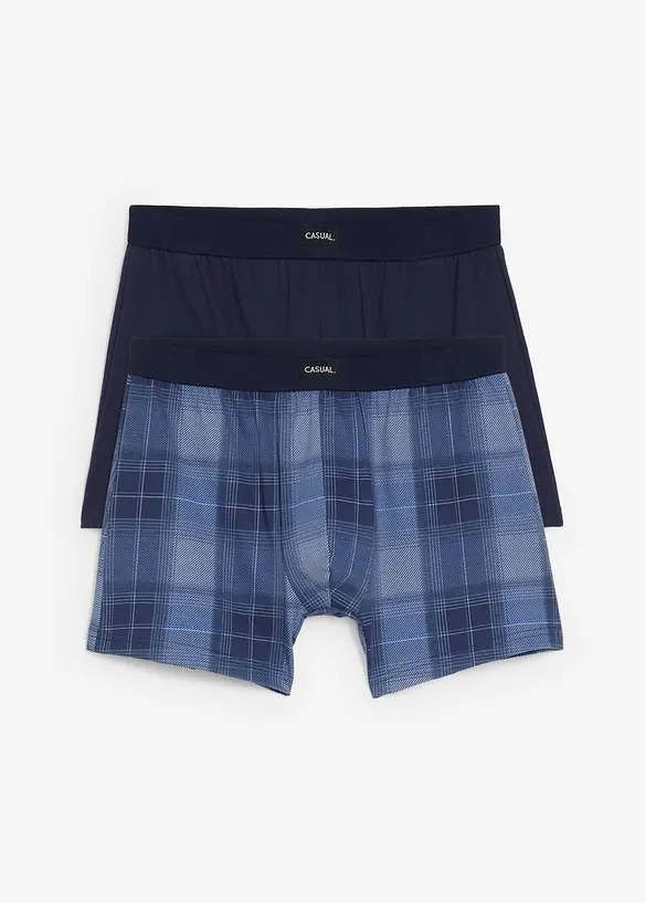 Boksershorts med bomull i ettersittende modell med lengre ben (2-pack), bonprix