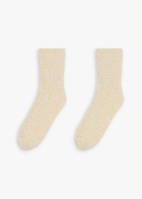 Myke sokker med lurex, pilefôr og antiskli-såle, bonprix