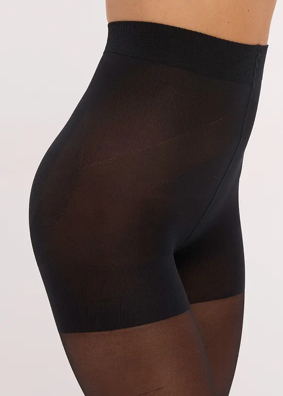 Ugjennomsiktig strømpebukse med push up-effekt + Belly Control + komfortlinning + kompresjon, 50 DEN, bonprix