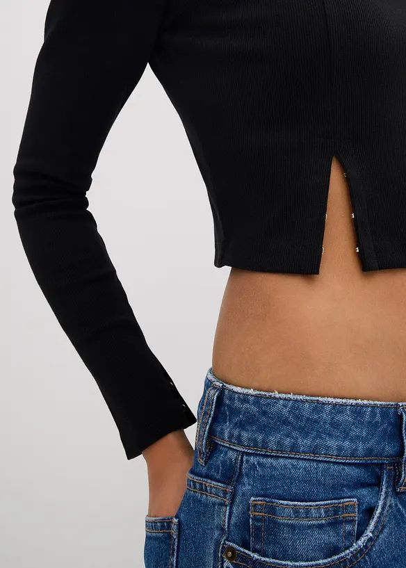 Kort, ribbet topp, bonprix