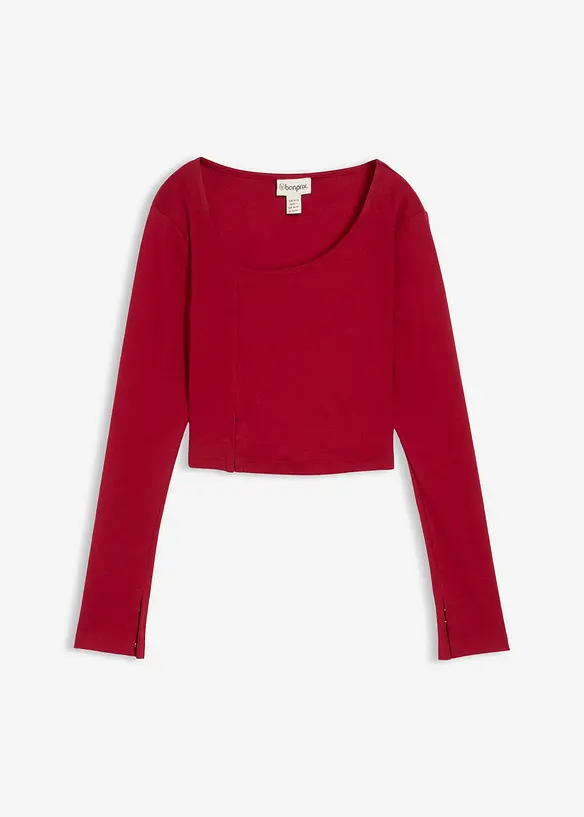 Kort, ribbet topp, bonprix