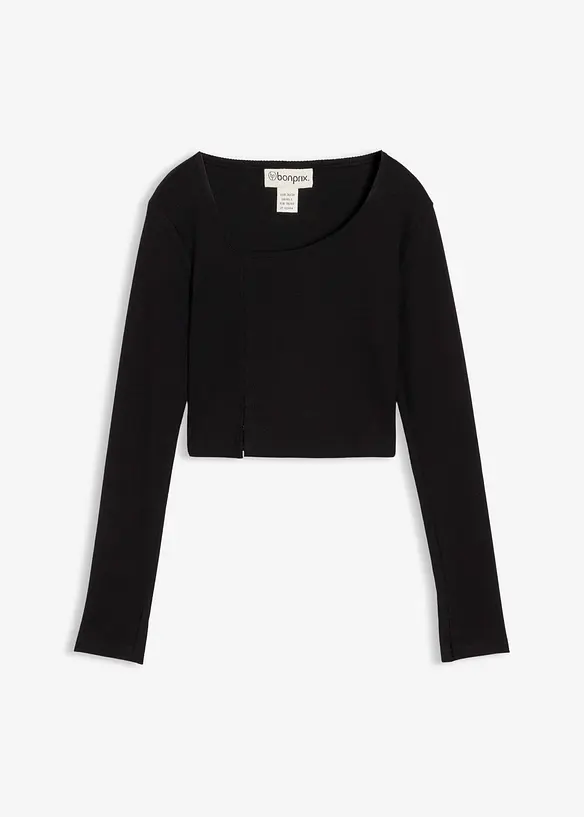 Kort, ribbet topp, bonprix