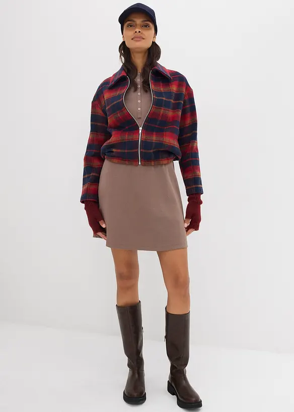 Ribbet kjole av elastisk bomullsmiks, bonprix