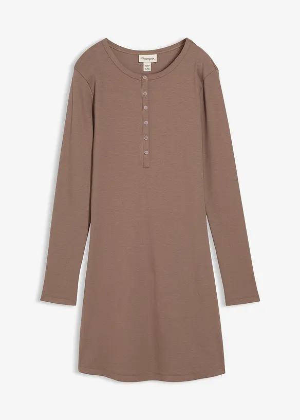 Ribbet kjole av elastisk bomullsmiks, bonprix