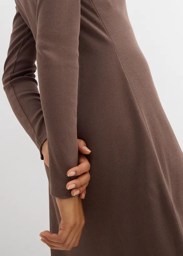 Ribbet kjole av elastisk bomullsmiks, bonprix