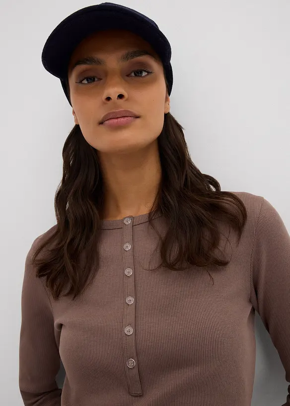 Ribbet kjole av elastisk bomullsmiks, bonprix