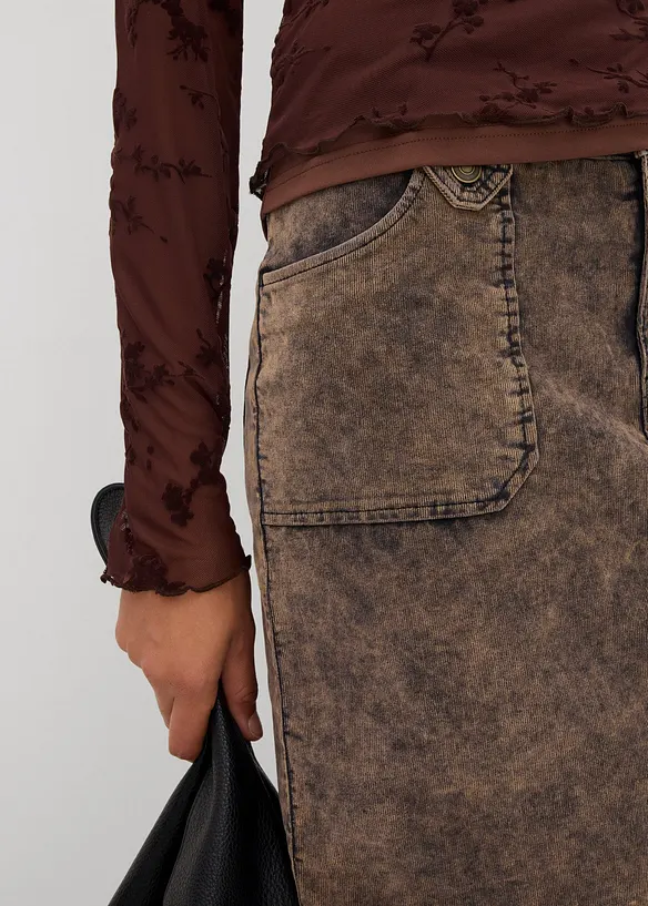 Langermet topp med flockprint, bonprix