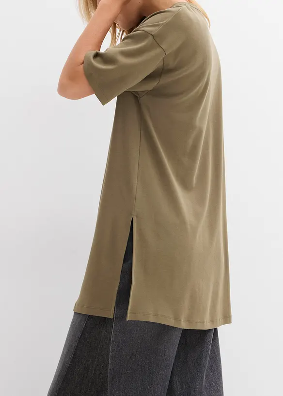 Oversized, lang topp i 100% økologisk bomull, bonprix